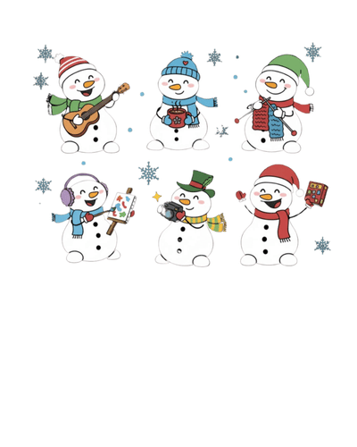 Christmas T-Shirt Men Six Happy Snowmen Black 100% Cotton S-3XL