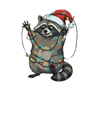 Christmas T-Shirt Men Trash Panda Christmas Chaos White 100% Cotton S-3XL