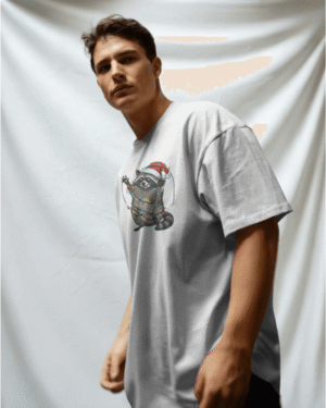 Christmas T-Shirt Men Trash Panda Christmas Chaos White 100% Cotton S-3XL