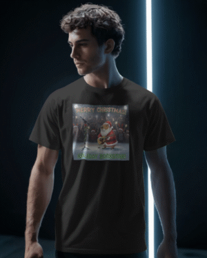 Christmas T-Shirt Men Capybara Holiday Rockstar Black 100% Cotton S-3XL