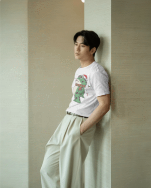 Christmas T-Shirt Men Grumpy T-Rex White 100% Cotton S-3XL