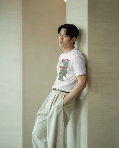 Christmas T-Shirt Men Grumpy T-Rex White 100% Cotton S-3XL