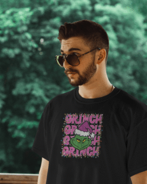 Christmas T-Shirt Men Groovy Grinch Black 100% Cotton S-3XL