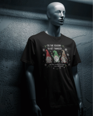 Christmas T-Shirt Men "Tis The Season To Get Tangled" Black 100% Cotton S-3XL