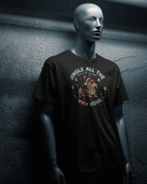 Christmas T-Shirt Men "Jingle All The Way Home" Dachshund Black 100% Cotton S-3XL