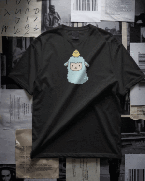 Cute Sheep and Chick T-Shirt T-Shirt Men Cute Sheep and Chick Black 100% Cotton S-3XL