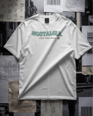T-Shirt Men "NOSTALGIA. Good Times Only" White 100% Cotton S-3XL