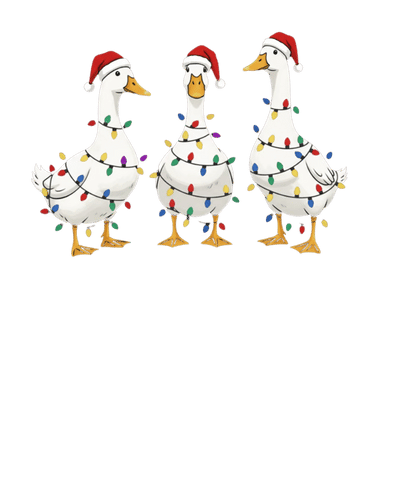 Christmas T-Shirt Men Three Geese Tangled Black 100%Cotton S-3XL