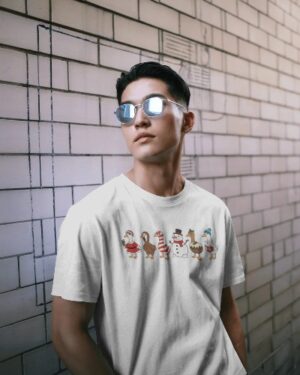 Christmas T-Shirt Men Just a Jolly Flock  White 100% Cotton S-3XL